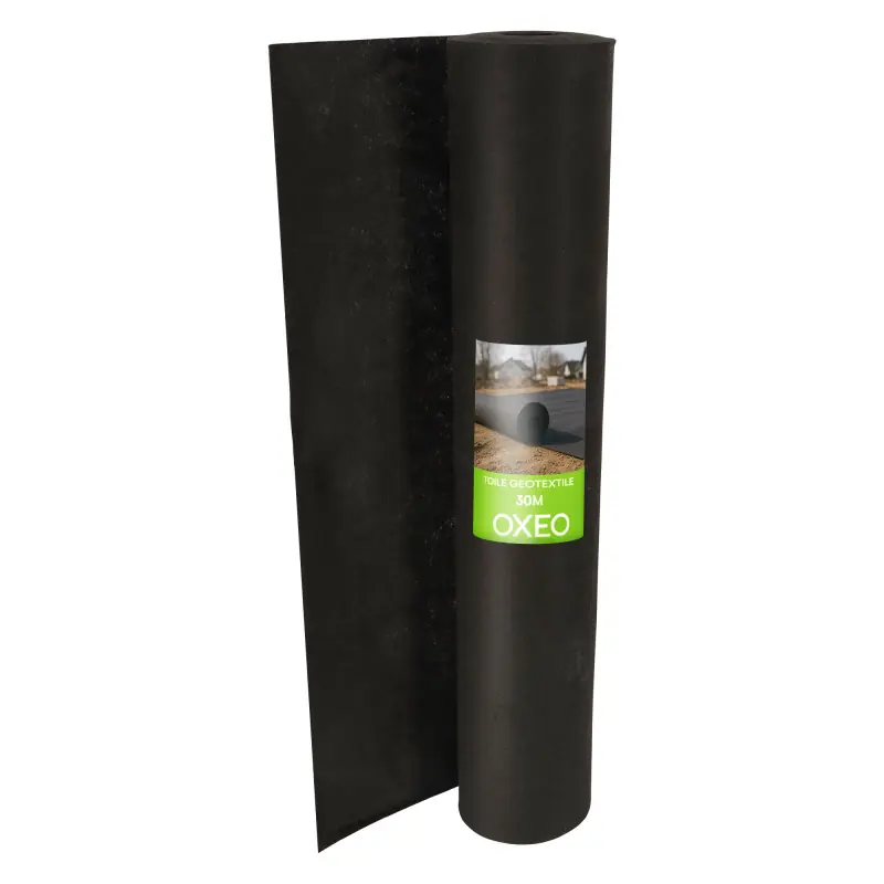 Prix Promo Toile géotextile longueur 30Mx1M noir - Densité 150 g/m² - Indéchirable - Anti-Mauvaises Herbes - Paillage, systèmes de Drainage