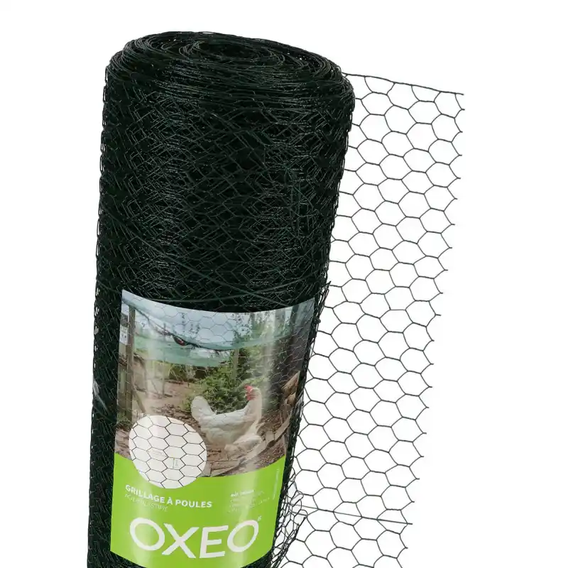 Grillage à poule 30m - Hauteur 1m - Acier revêtement PVC vert – Maille hexagonale 25x13mm - Filet de clôture pour poulailler Quantité Limitée
