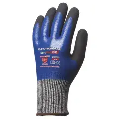 Gant tricoté anti-coupure EUROCUT N555 EUROTECHNIQUE double enduction bleu/noir T7 COVERGUARD 1CRFN07 Vente Directe