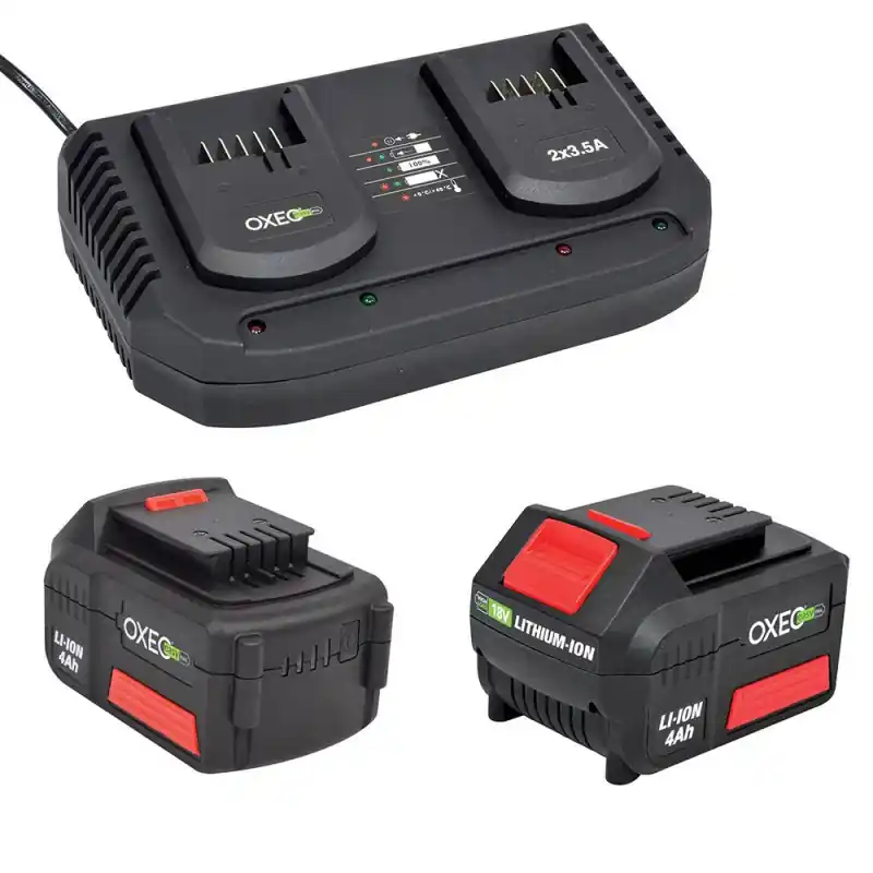 Authentique 2 Batteries 4Ah et chargeur double super rapide batterie 18V Easy Full - 2X 3.5A - Outils Jardinage Bricolage sans fil Easy Full