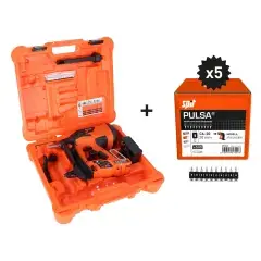 Nouvelle Collection Cloueur PULSA 27E PACK +2500 clous C6-20 + 1 batterie 2,5 Ah + 1 chargeur en coffret SPIT 019484