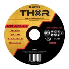 Disque à tronçonner THOR 125 x 22,23 x 1,2 mm haute performance métal HANGER 150012 Réduction