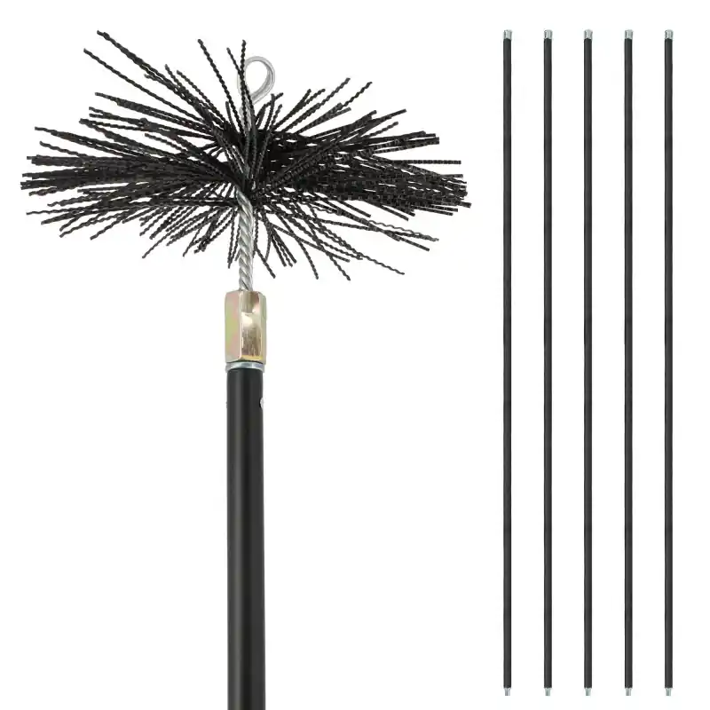 Kit ramonage 200mm – 6 pièces – conduits gainés – 1 brosse en nylon – 5 cannes souples emboîtables 1m40 Commande En Gros