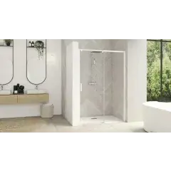Acheter Direct Paroi de douche SMART DESIGN C 167 – 180 cm coulissant profilé blanc sans seuil verre transparent droite largeur 180 cm KINEDO PA9238BTNED