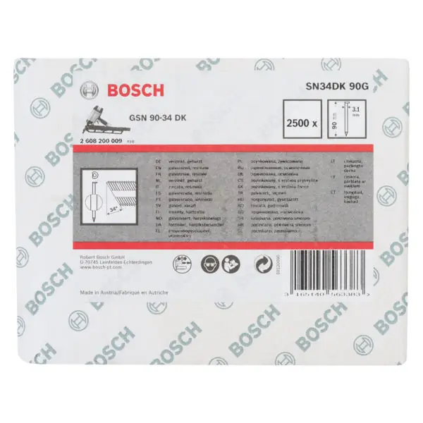 Clou en bande à tête en D SN34DK 90G, 3,1 mm, 90 mm, galvanisé, lisse, paquet de 2500 Authentique