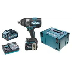 Boulonneuse à chocs 40 V + 2 batteries 4 Ah + chargeur + coffret MAKPAC 3 MAKITA TW001GM201 Haute Qualité