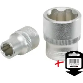 Douille F6 – 3/8‘‘ – 11 mm – CHROMEmat – sur support Haute Qualité