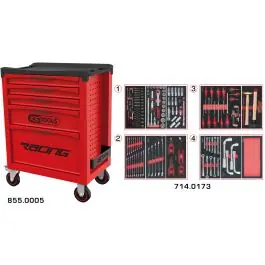 Servante RACING 5 tiroirs équipée de 173 outils Meilleure Vente