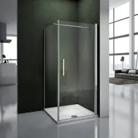 Acheter En Ligne porte de douche pivotante , verre sécurité et anticalcaire, 100 x 70 x 187 cm, barre de fixation 90 cm