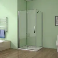 Expédié Aujourd'hui Porte de douche 185cm verre anticalcaire de 6mm avec une barre de fixation de 45cm