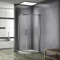 Porte de douche 1/4 de cercle,195 cm accès d‘angle 1/4 rond, verre trempé anticalcaire, coulissante Achat Immédiat