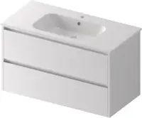 Plan de toilette All Day vasque asymétrique droite 105 cm céramique blanc brillant Offre Du Jour