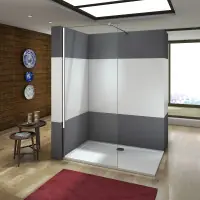 Acheter Direct Paroi de douche 110x200cm en verre anticalcaire paroi de fixation avec barre de fixation la pince 360à 90cm