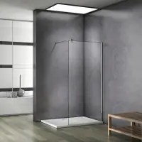 Meilleur Choix Paroi de douche 140x200cm verre anticalcaire 10mm avec barre de fixation 140cm