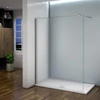 Paroi de douche 140x200cm dépolie, sablé, paroi fixe,8mm verre anticalcaire,douche avec barre de fixation 140cm Retour Gratuit