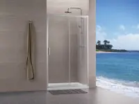 Nouvel Arrivage Paroi de douche CONCERTO angle coulissant argent verre sérigraphié 100